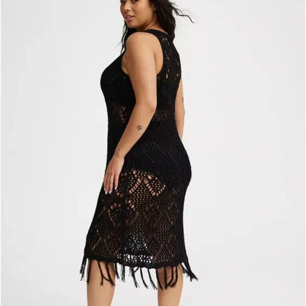 Crochet Fringe Cover-Up Dress - Picture 1 of 5